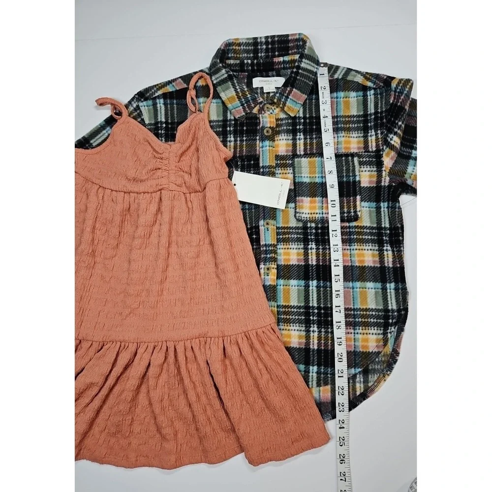 O'Neill Girls‎ Size Small 2 Piece Bundle - Dress + Plaid Button Up Shirt - NWT